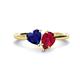 1 - Sasha Heart & Pear Shape Created Blue Sapphire & Created Ruby 2 Stone Duo Ring 