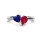 1 - Sasha Heart & Pear Shape Created Blue Sapphire & Created Ruby 2 Stone Duo Ring 