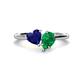 1 - Sasha Heart & Pear Shape Created Blue Sapphire & Created Emerald 2 Stone Duo Ring 