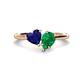 1 - Sasha Heart & Pear Shape Created Blue Sapphire & Created Emerald 2 Stone Duo Ring 