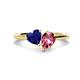 1 - Sasha Heart Shape Lab Created Blue Sapphire & Pear Shape Pink Tourmaline 2 Stone Duo Ring 