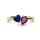 1 - Sasha Heart Shape Lab Created Blue Sapphire & Pear Shape Rhodolite Garnet 2 Stone Duo Ring 