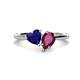 1 - Sasha Heart Shape Lab Created Blue Sapphire & Pear Shape Rhodolite Garnet 2 Stone Duo Ring 