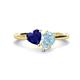 1 - Sasha Heart Shape Lab Created Blue Sapphire & Pear Shape Aquamarine 2 Stone Duo Ring 