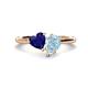 1 - Sasha Heart Shape Lab Created Blue Sapphire & Pear Shape Aquamarine 2 Stone Duo Ring 