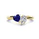 1 - Sasha IGI Certified Pear Shape Lab Grown Diamond & Heart Shape Lab Created Blue Sapphire 2 Stone Duo Ring 