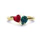 1 - Sasha Heart Shape Lab Created Ruby & Pear Shape London Blue Topaz 2 Stone Duo Ring 