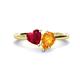 1 - Sasha Heart Shape Lab Created Ruby & Pear Shape Citrine 2 Stone Duo Ring 