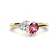 1 - Sasha GIA Certified Heart Shape Diamond & Pear Shape Pink Tourmaline Stone Duo Ring 