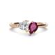 1 - Sasha GIA Certified Heart Shape Diamond & Pear Shape Rhodolite Garnet Stone Duo Ring 