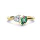 1 - Sasha GIA Certified Heart Shape Diamond & Pear Shape Lab Created Alexandrite 2 Stone Duo Ring 