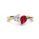 1 - Sasha IGI Certified Heart Shape Lab Grown Diamond & Pear Shape Lab Created Ruby 2 Stone Duo Ring 