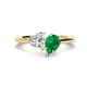 1 - Sasha IGI Certified Heart Shape Lab Grown Diamond & Pear Shape Lab Created Emerald 2 Stone Duo Ring 