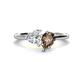 1 - Sasha IGI Certified Heart Shape Lab Grown Diamond & Pear Shape Smoky Quartz Stone Duo Ring 