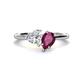 1 - Sasha IGI Certified Heart Shape Lab Grown Diamond & Pear Shape Rhodolite Garnet Stone Duo Ring 