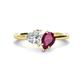 1 - Sasha IGI Certified Heart Shape Lab Grown Diamond & Pear Shape Rhodolite Garnet Stone Duo Ring 