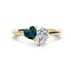 1 - Sasha IGI Certified Pear Shape Lab Grown Diamond & Heart Shape London Blue Topaz 2 Stone Duo Ring 