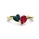 1 - Sasha Heart Shape London Blue Topaz & Pear Shape Lab Created Ruby 2 Stone Duo Ring 