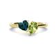 1 - Sasha Heart Shape London Blue Topaz & Pear Shape Peridot 2 Stone Duo Ring 