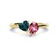 1 - Sasha Heart Shape London Blue Topaz & Pear Shape Pink Tourmaline 2 Stone Duo Ring 