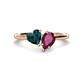 1 - Sasha Heart Shape London Blue Topaz & Pear Shape Rhodolite Garnet 2 Stone Duo Ring 