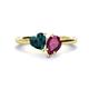 1 - Sasha Heart Shape London Blue Topaz & Pear Shape Rhodolite Garnet 2 Stone Duo Ring 