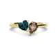 1 - Sasha Heart Shape London Blue Topaz & Pear Shape Smoky Quartz 2 Stone Duo Ring 