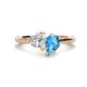 1 - Sasha Heart Shape Forever One Moissanite & Pear Shape Blue Topaz 2 Stone Duo Ring 