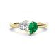 1 - Sasha Heart Shape Forever Brilliant Moissanite & Pear Shape Lab Created Emerald 2 Stone Duo Ring 
