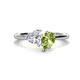 1 - Sasha Heart Shape Forever Brilliant Moissanite & Pear Shape Peridot 2 Stone Duo Ring 