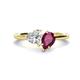 1 - Sasha Heart Shape Forever Brilliant Moissanite & Pear Shape Rhodolite Garnet 2 Stone Duo Ring 