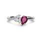 1 - Sasha Heart Shape Forever One Moissanite & Pear Shape Rhodolite Garnet 2 Stone Duo Ring 