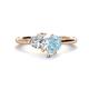 1 - Sasha Heart Shape Forever Brilliant Moissanite & Pear Shape Aquamarine 2 Stone Duo Ring 