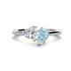 1 - Sasha Heart Shape Forever One Moissanite & Pear Shape Aquamarine 2 Stone Duo Ring 