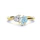 1 - Sasha Heart Shape Forever One Moissanite & Pear Shape Aquamarine 2 Stone Duo Ring 