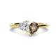 1 - Sasha Heart Shape Forever One Moissanite & Pear Shape Smoky Quartz 2 Stone Duo Ring 