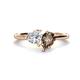 1 - Sasha Heart Shape Forever One Moissanite & Pear Shape Smoky Quartz 2 Stone Duo Ring 