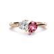 1 - Sasha Heart Shape Forever Brilliant Moissanite & Pear Shape Pink Tourmaline 2 Stone Duo Ring 