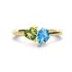 1 - Sasha Heart Shape Peridot & Pear Shape Blue Topaz 2 Stone Duo Ring 