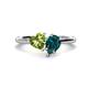 1 - Sasha Heart Shape Peridot & Pear Shape London Blue Topaz 2 Stone Duo Ring 