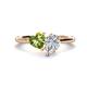 1 - Sasha IGI Certified Pear Shape Lab Grown Diamond & Heart Shape Peridot 2 Stone Duo Ring 