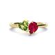 1 - Sasha Heart Shape Peridot & Pear Shape Lab Created Ruby 2 Stone Duo Ring 