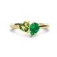 1 - Sasha Heart Shape Peridot & Pear Shape Lab Created Emerald 2 Stone Duo Ring 