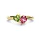 1 - Sasha Heart Shape Peridot & Pear Shape Pink Tourmaline 2 Stone Duo Ring 