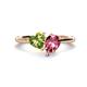 1 - Sasha Heart Shape Peridot & Pear Shape Pink Tourmaline 2 Stone Duo Ring 