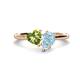 1 - Sasha Heart Shape Peridot & Pear Shape Aquamarine 2 Stone Duo Ring 