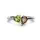 1 - Sasha Heart Shape Peridot & Pear Shape Smoky Quartz 2 Stone Duo Ring 