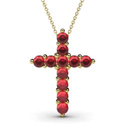 Abella Ruby Cross Pendant Ruby Womens Cross Pendant Necklace ctw K Yellow GoldIncluded Inches K Yellow Gold Chain