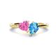 1 - Sasha Heart Shape Lab Created Pink Sapphire & Pear Shape Blue Topaz 2 Stone Duo Ring 