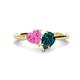 1 - Sasha Heart Shape Lab Created Pink Sapphire & Pear Shape London Blue Topaz 2 Stone Duo Ring 